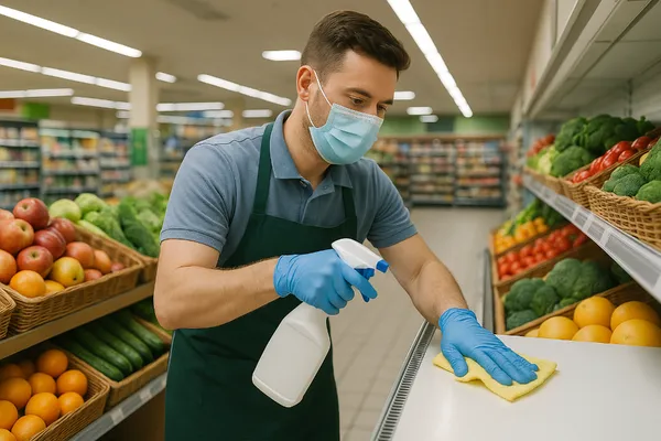Blog Banner für Hygiene im Supermarkt: Mit Infektionsschutz zur Lebensmittelsicherheit im Einzelhandel